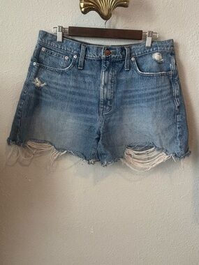 Madewell Light Blue Distressed Denim Cutoff Shorts